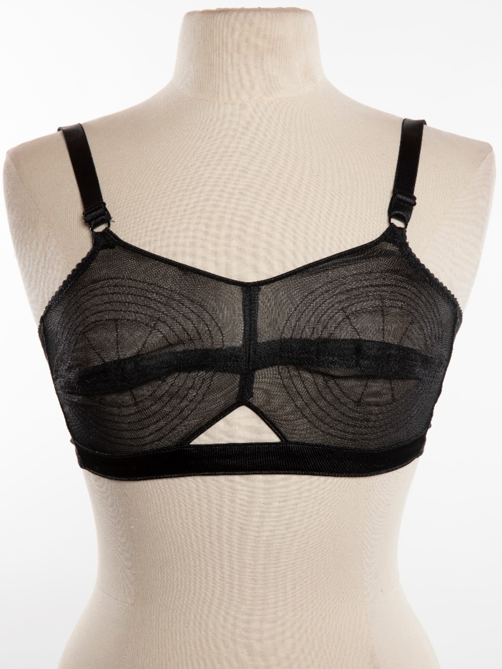 Stockings & Romance Black Retro Lace Bra - UK 36C